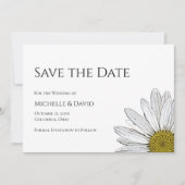 Simple Daisy Floral Wedding Schwarz-weiß Save The Date (Vorderseite)