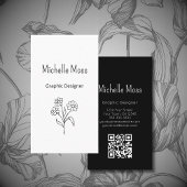 Simple Daisy QR code Floral Graphic Designer Visitenkarte