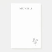 Simple Daisy Trendy Floral Schwarz-weiß Post-it Klebezettel (Vorderseite)