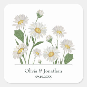 Simple Daisy Wild Garden Quadratischer Aufkleber