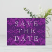 Simple Damask Eggplant Save the Date (Stehend Vorderseite)