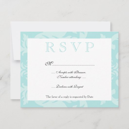 Simple Damask Robin's Egg Blue UAWG RSVP Karte (Vorderseite)