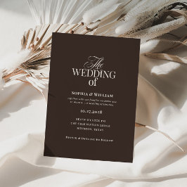 Simple Dark Brown Espresso | Neutral Wedding Einladung