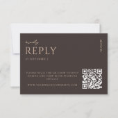 Simple Dark Brown Modern Chic Wedding RSVP Karte (Vorderseite)