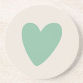Simple Deafoam Mint Green Heart Sandstone Unterset Getränkeuntersetzer (Vorne)