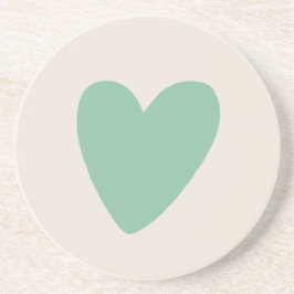 Simple Deafoam Mint Green Heart Sandstone Unterset Getränkeuntersetzer