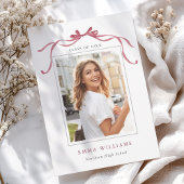 Simple Deep Blush Ribbon Bow Graduation  Ankündigung