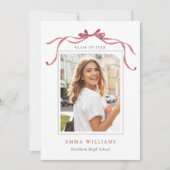 Simple Deep Blush Ribbon Bow Graduation Ankündigung (Vorderseite)