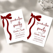 Simple  Deep Red Bow graduation party invitation Einladung