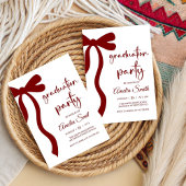 Simple  Deep Red Bow graduation party invitation Einladung