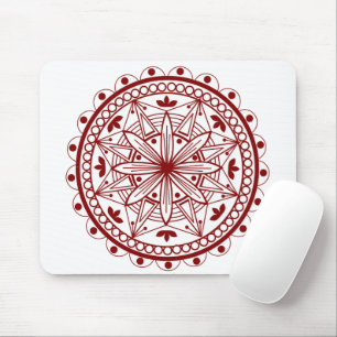Simple Deep Red Mandala Mousepad