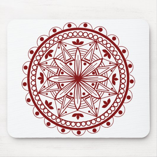 Simple Deep Red Mandala Mousepad (Vorne)