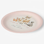 Simple Deer Antler Woodland Animals Baby Girl Pappteller (Schrägansicht)