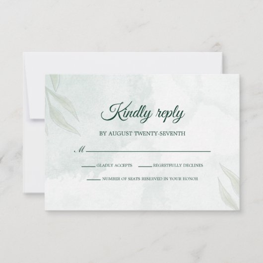 Simple Delicate Floral Wedding RSVP Card Karte (Vorderseite)