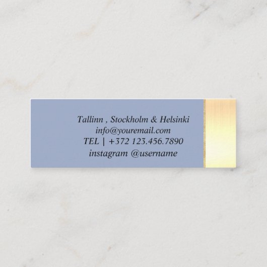 Simple Denim Blue Metallic Mini Visitenkarte (Rückseite)