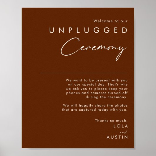 Simple Desert Dark Cinnamon Unplugged Zeremonie Poster (Vorne)