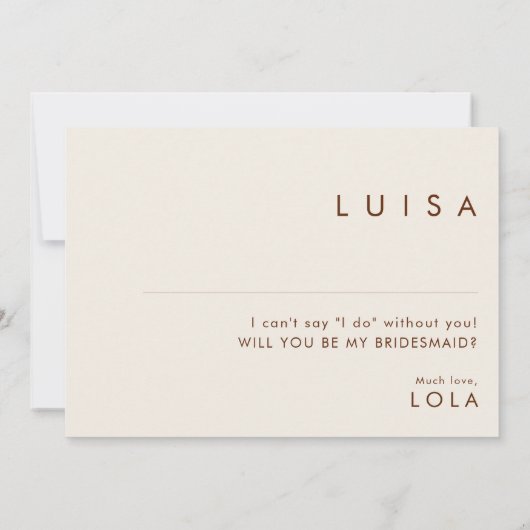 Simple Desk Orange Bridesmaid Vorschlagskarte Einladung (Rückseite)