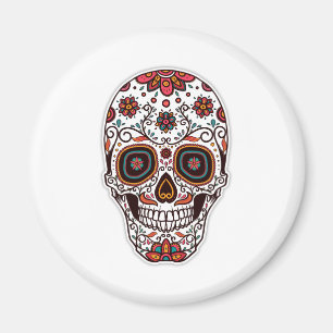 Simple Dia de Muertos Floral Skull Magnet