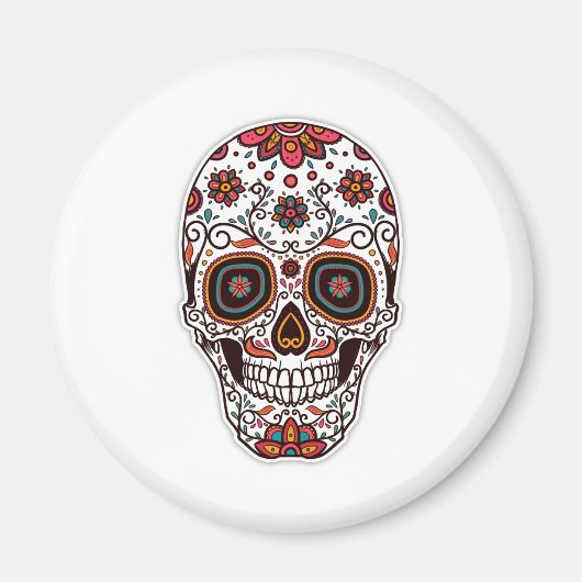 Simple Dia de Muertos Floral Skull | Magnet (Vorne)