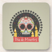 Simple Dia de Muertos Skull & Candles Untersetzer (Vorderseite)