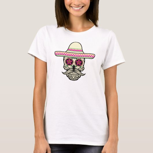 Simple Dia de Muertos Skull mit Hat Maternity Shir T-Shirt (Vorderseite)