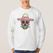 Simple Dia de Muertos Skull mit Hat Sleeve Shirt (Vorderseite)