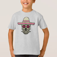 Simple Dia de Muertos Skull mit Hat Sleeve Shirt