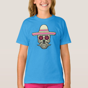 Simple Dia de Muertos Skull mit Hut-Wecker-Shirt T-Shirt