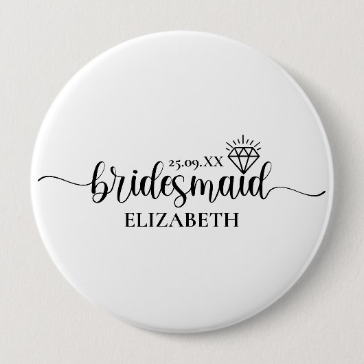 Simple Diamond Elegantes Script Bachelorette Weeke Button (Vorderseite)