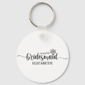 Simple Diamond Elegantes Script Bachelorette Weeke Schlüsselanhänger (Rückseite)