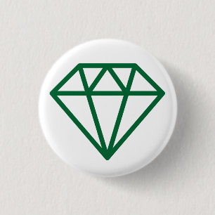 Simple Diamond - Forest Green on White Button