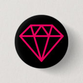 Simple Diamond - Neon Red auf Black Button (Vorderseite)