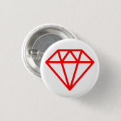 Simple Diamond - Red on White Button (Vorne & Hinten)