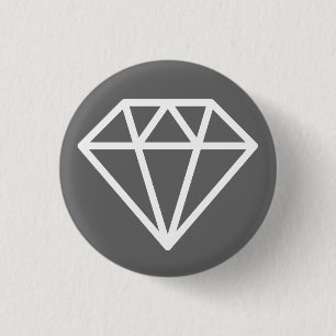Simple Diamond - Weiß auf Grau Button