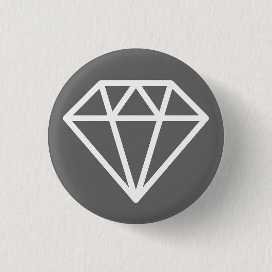 Simple Diamond - Weiß auf Grau Button (Vorderseite)