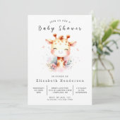 Simple Digital Giraffe Baby Dusche Einladung (Stehend Vorderseite)