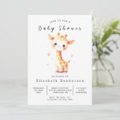 Simple Digital Giraffe Baby Dusche Einladung (Stehend Vorderseite)