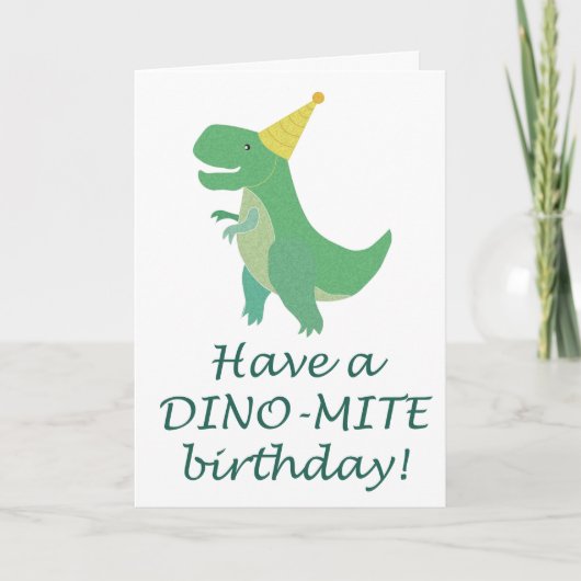 Simple Dino-Mite Dinosaur Birthday Hat T-Rex Karte (Vorderseite)