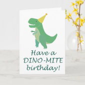 Simple Dino-Mite Dinosaur Birthday Hat T-Rex Karte (Gelbe Blume)