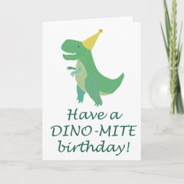 Simple Dino-Mite Dinosaur Birthday Hat T-Rex Karte