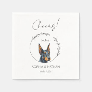 Simple Doberman Pinscher Dog Wedding Cocktail Serviette