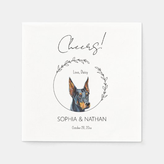 Simple Doberman Pinscher Dog Wedding Cocktail Serviette (Vorderseite)