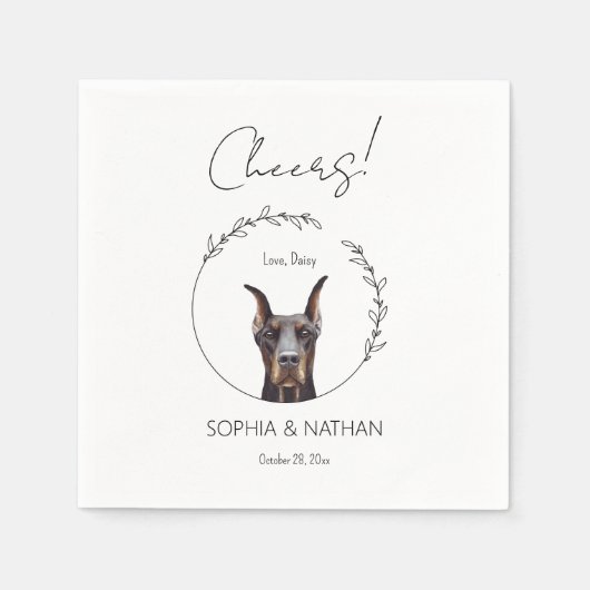Simple Doberman Pinscher Dog Wedding Cocktail Serviette (Vorderseite)