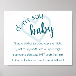 Simple Dont Say Baby Aquamarines Green Dusche Ga Poster