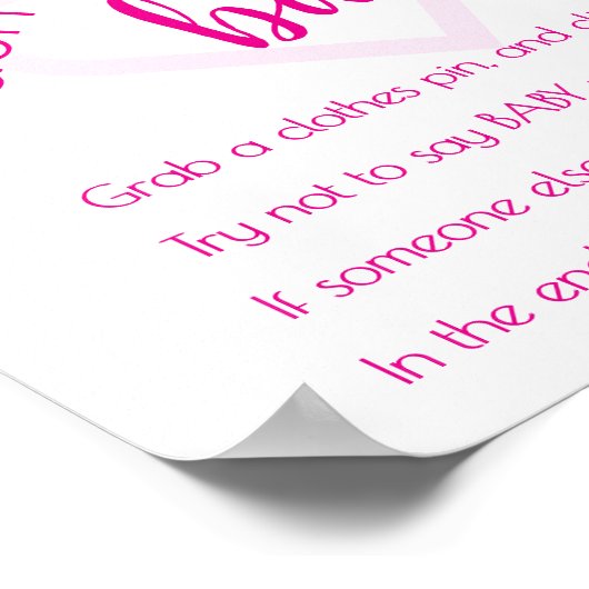 Simple Dont Say Baby | Hot Pink Dusche Game Poster (Ecke)