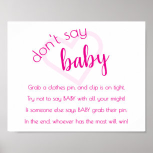Simple Dont Say Baby Hot Pink Dusche Game Poster