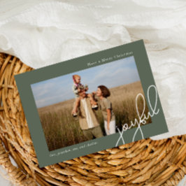 Simple Dots Green Joyful Script Elegantes Foto Feiertagskarte