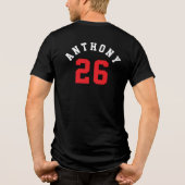 Simple Double-Sided Baseball Parent Kid Name Tri-Blend Shirt (Rückseite)