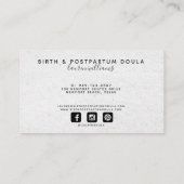 Simple Doula Midfrau Birth Coach Pregnancy Modern Visitenkarte (Rückseite)