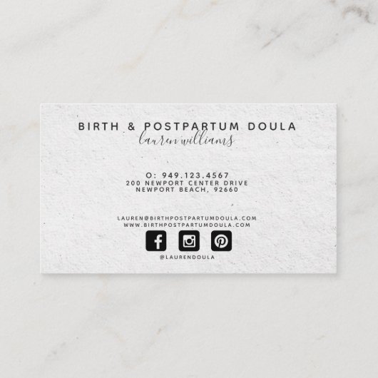 Simple Doula Midfrau Birth Coach Pregnancy Modern Visitenkarte (Rückseite)